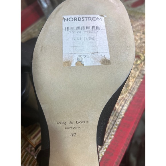 rag & bone New York Black Leather Slingback Block Heel Sandals Size 37 - Picture 6 of 8